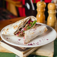 Meat cutlet in pita bread