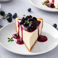 Philadelphia cheesecake with berry sauce