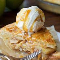 Warm Cinnamon apple pie with vanilla sauce